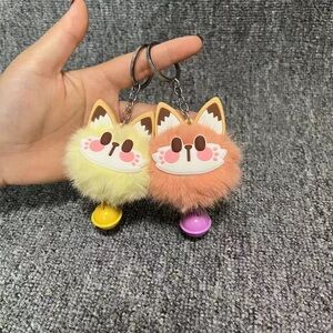 Cute Fox Key & Card Holder Set - Yellow and Pink